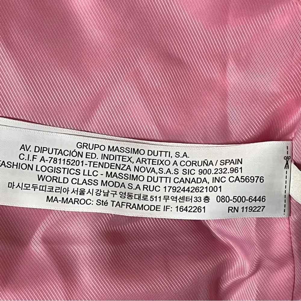 NWT Massimo Dutti Pink Textured Blazer Crop Jacket Sz Small RARE